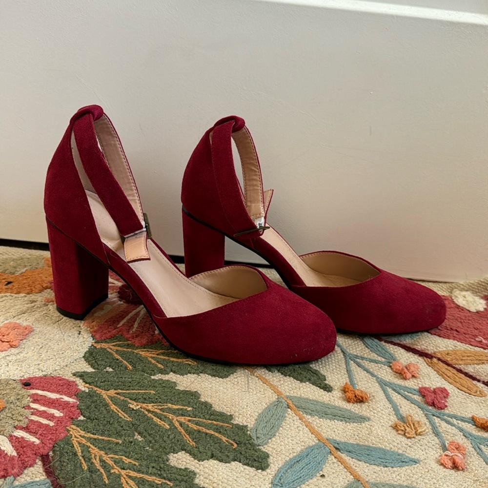 Red suede heels